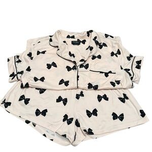 EUC Kate Spade Pink and Black Bow Pajamas